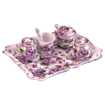 CRINOLINE CRUET SET WITH WILD VIOLET PATTERN