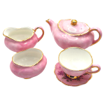 HANDPAINTED GOLD LUSTER MINIATURE TEA SET W/ 24 KARAT GOLD TRIM